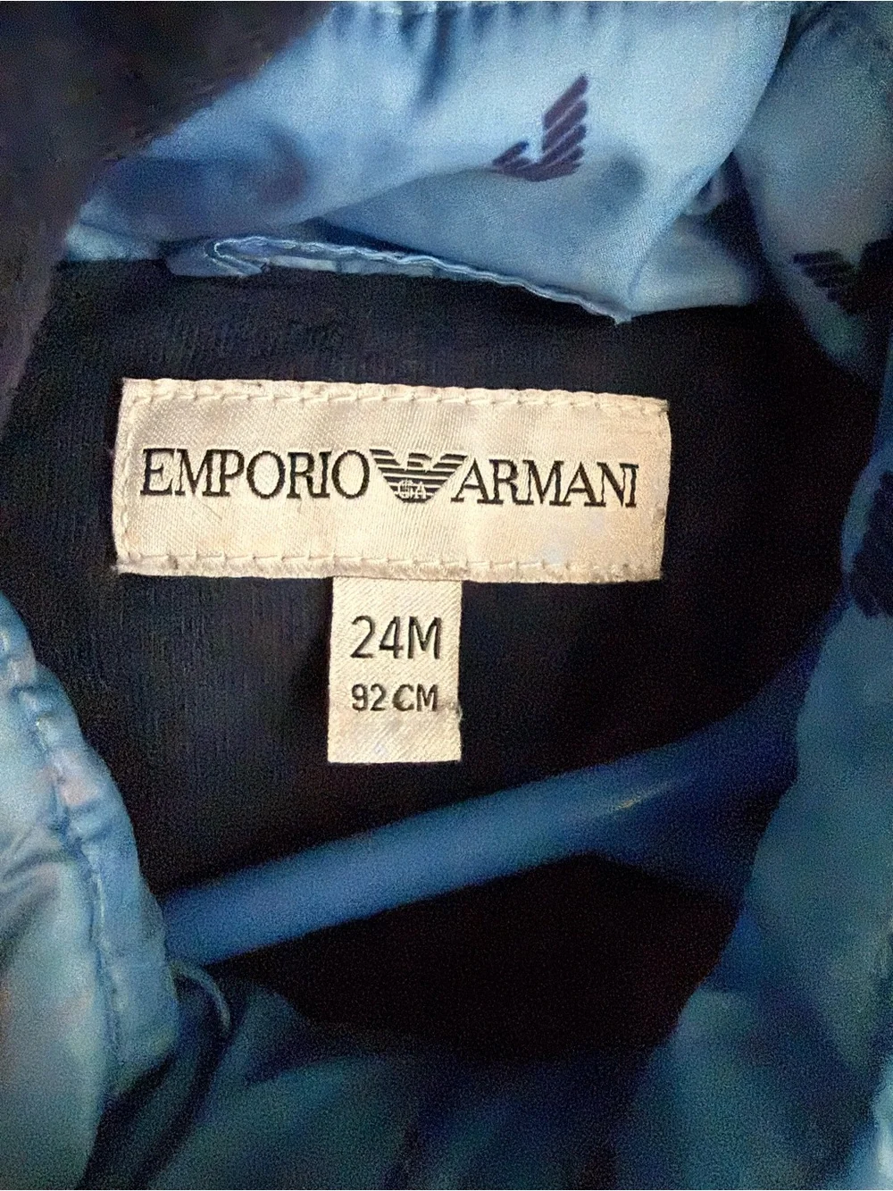 Emporio Armani Light Blue Puffer Jacket with Hood